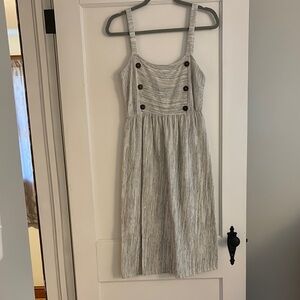 Gray Striped Sleeveless Dress